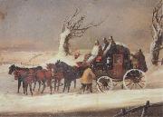 Henry Alken Jnr The Bath To London Royalmail Coach in the snow France oil painting artist